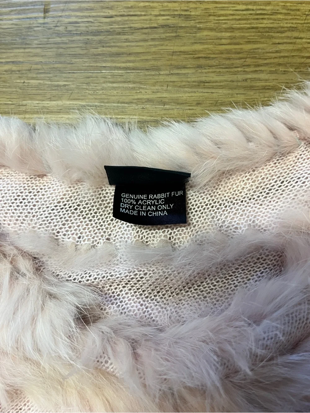 Cejon Genuine Rabbit Fur Knit Poncho Cape Cowl Neck Scarf Blush Pink